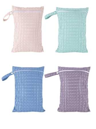 1pc Reusable Diaper Wet Bag - Waterproof PU Material, Essential For Travel And Beach, With Zipper Closure, Ideal For Storing Dirty Clothes At Pool Side And Daycare, Portable Diaper Storage Bag | Zipper Bag | Washable Bag, Diaper Bag