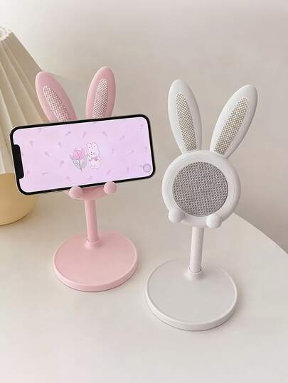 1pc Cute Rabbit Adjustable Desktop Phone Holder - Kawaii Rabbit Phone Stand, Suitable For Students, Stable Slouchy Phone Holder Desk Accessory