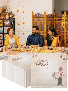 20pcs Ramadan Disposable Paper Napkins, Eid Celebration Party Napkins, Ramadan Exclusive Disposable Napkins, Arabic Festival Decorations, Queuing Party Decorative Napkins, Elegant Disposable Party Napkins, Mawlid Cartoon Task Decorations, Mawlid Drum Celebration, Lantern Decorations - Multicolor - View 2