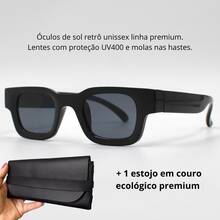 Premium Men's And Women's Square Retro Modern Sunglasses With Comfortable Spring-Loaded Temples And Cosmetic Lenses With UV400 Protection. - màu đen - Xem 5
