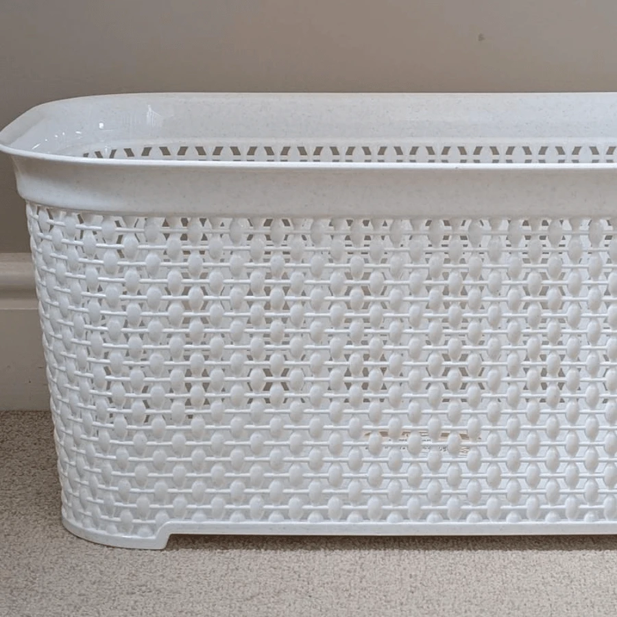 Large Plastic Laundry Basket Clothes Washing Bin Hamper Storage Organiser 65L - New Rectangular White - View 1
