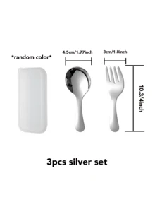 Set di posate portatile in acciaio inossidabile 3 pezzi, in acciaio inossidabile 304, posate pieghevoli con scatola di conservazione, inclusi forchetta, cucchiaio e scatola di conservazione - perfetto per ufficio, cucina, picnic, campeggio e attività all'aperto, e anche un bel regalo per le vacanze, adatto come regalo di Natale o per il ritorno a scuola.