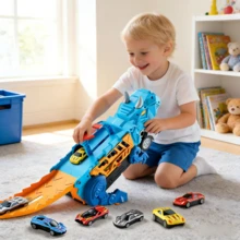 1 Set Dinosaur Toy Cars, Transport Storage Track Truck, Includes 6 Alloy Vehicles, Suitable For 3-8 Years Old Boys, Exquisite Gift Box Is The Best Choice For Gifts, Can Be Used As Birthday, Christmas, New Year Gifts Toy Car Set Children Toys - Multicolored Dinosaurs Devour the Railcar - View 7