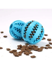 Natural Rubber Durable Interactive Pet Chew Toy Ball, Dog Dental Cleaning Snack Toy - Multicolor - View 6