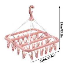 1pc Multi-Function Foldable Detachable Drying Rack, Clothesline With Clips For Socks, Underwear, Suitable For Bedroom, Bathroom, Balcony, Wardrobe, Essential For Back To School - Grey - View 11