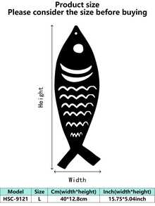 1 pieza (20-60cm), Decoración de pared de pez de metal estilizado, con diseños de peces de patrones negros detallados, en un estilo minimalista artístico, ideal para amantes de la decoración del hogar moderna, tema minimalista acuático - perfecto para Halloween/Navidad/Día del Niño, fiestas en el hogar/proyectos DIY/inauguraciones de casa, cocina/sala de estar/dormitorio/balcón, primavera/verano, colgante decorativo - Multicolor - Ver 14