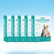6 toallitas por paquete Toallitas Pet Glove + Toallitas limpiadoras universales para gatos y perros Sin fragancia, hipoalergénicas / Material de doble cara Adecuadas para la limpieza diaria del pelaje / Cuidado durante las salidas / Aseo de mascotas pequeñas Limpian y desodorizan / Acondicionan y suavizan el pelaje No se pegan después de su uso / Seguras si se lamen Cómodo envase individual - Blanco - Ver 13