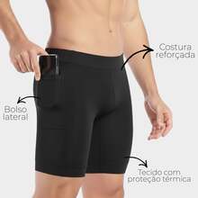 Men's Thermal Bermuda Shorts With Pocket, Unisex Base Layer Anti-Chafing Cycling Shorts With UV50+ Protection - 黑色 - 查看 1