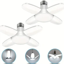 28W LED Four-Leaf Light (Equivalent To 80W), Mini Foldable Pendant Light, Suitable For Garage And Indoor Lighting, High Brightness, Compact Size