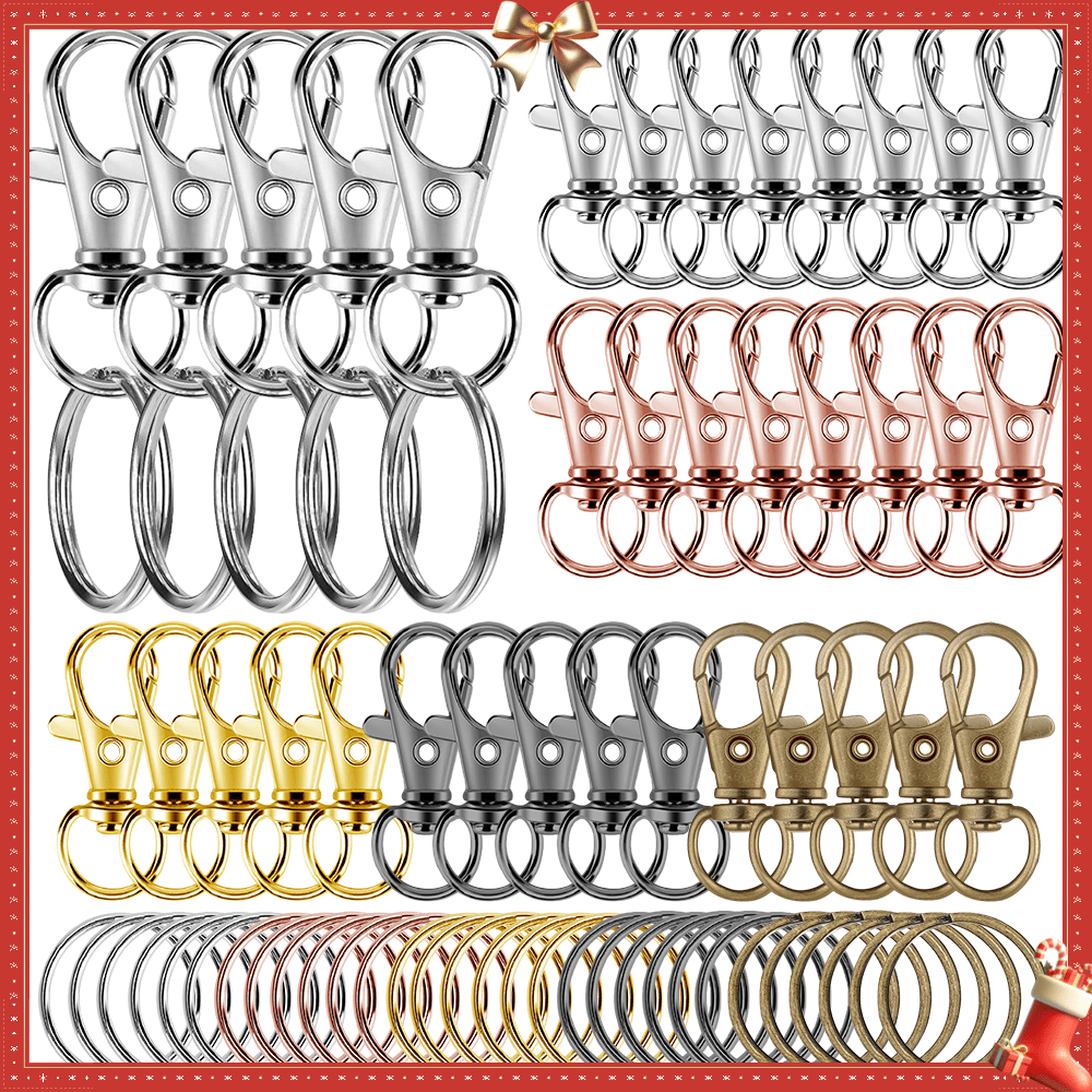 Set de 18 piezas de llavero de primavera de aleación de zinc con mosquetón y anillo de metal, adecuado para collares de mascotas, manualidades DIY, regalos festivos, Navidad, llaveros, bolsos, carteras, figuras, joyería, localizadores de llaves de coche