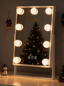 FENCHILIN Vanity Mirror With Light,Smart Touch Control 3Colors Dimable Light Detachable 10X Magnification 360°Rotation ,Lighted Makeup Mirror White 9.84*11.81 Inch