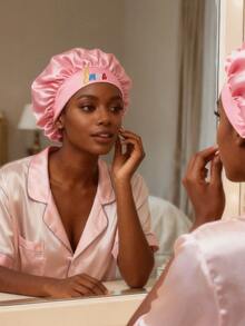 LICVIC 个性化浴帽，定制姓名睡帽，定制缎面睡帽，女士睡帽，可定制发帽，卷发睡帽，缎面发带，美容帽，情人节礼物，生日礼物，时尚，舒适，浴室，卧室，精致，男士，女士，母亲节礼物 - 彩色 - 查看 5