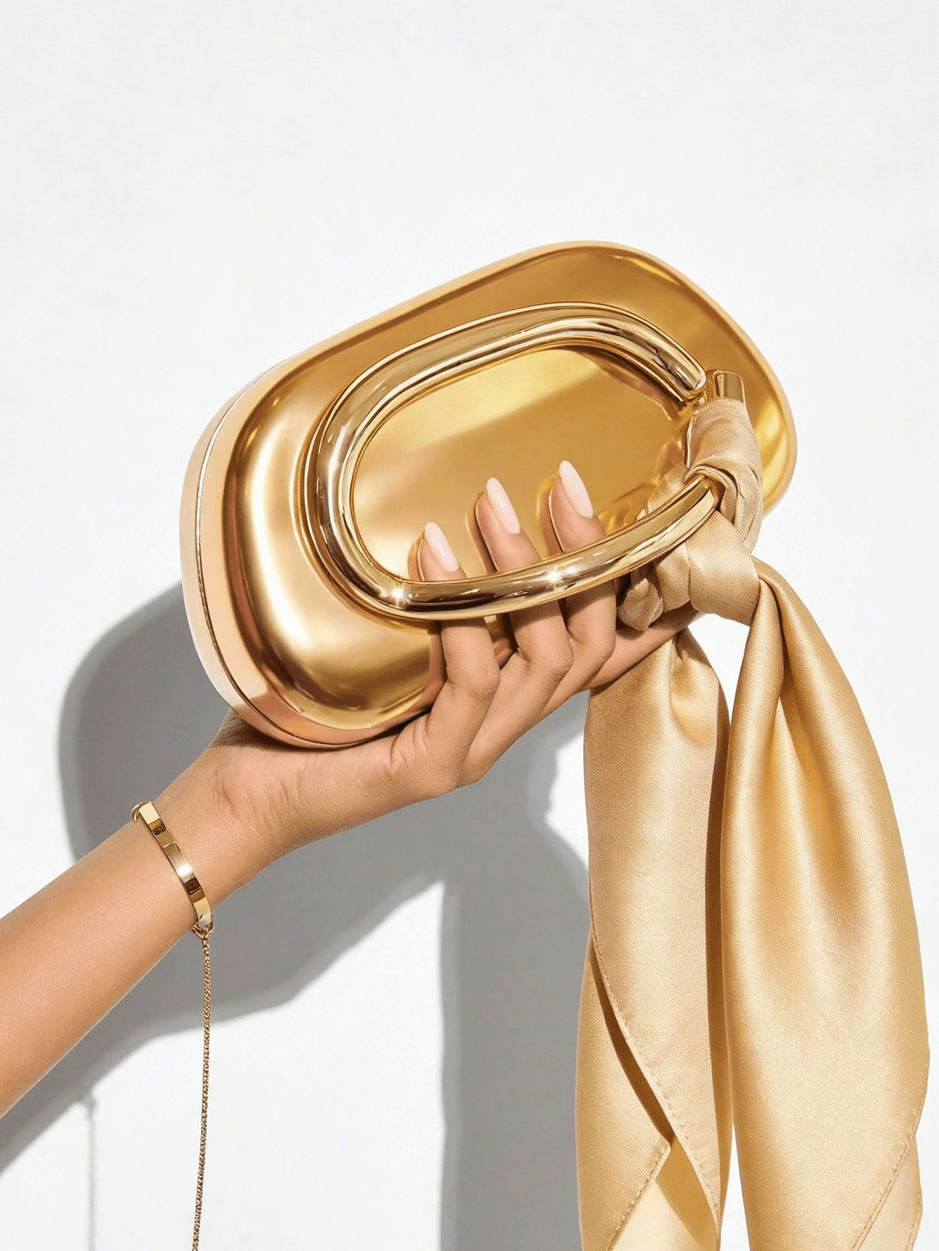 Yellow Metal Bar Clutch Bag