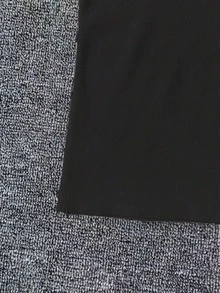 女士优雅通勤套装，简约高端针织套头衫，半拉链撞色口袋拉链设计，女士街头服饰，百搭简约针织短袖衬衫，户外服装黑色夏季款 - 黑色 - 查看 4