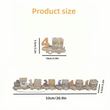 Wooden Montessori Early Education European Style Puzzle Train Digital Building Blocks Assembly Cognitive Matching Tractor Toy - 彩色 - 查看 6