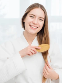 10 Pcs Bamboo Hair Brush Natural Wooden Paddle Brush Round Bristles Scalp Massage For Women Men Hair Growth - 薑色 - 查看 3