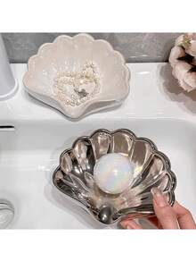 قطعتان صحن صابون بشكل ورقة، رف تخزين لحمام للصابون والفرشاة، مصنوع من مادة بلاستيكية متينة، بتصميم ديكور حديث، صينية غير انزلاقية - متعدد الألوان - مشاهدة 6