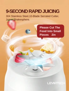 LEVIATECH 450ml Portable Electric Juicer Blender, Shake Cup Design, USB Rechargeable, Multi-Function For Home Use, Comes With 2 Small Juicing Cups, Mini Wireless Juice Cup, Long Battery Life, Suitable For Kitchen, Home And Travel Fruit Blender