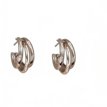 1 对优雅简约女士耳环，几何 3 环铁合金耳环，适合派对、晚会和日常佩戴 - 銀色 - 查看 15