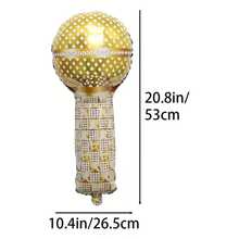 8pcs Gold Microphone Foil Balloons, Suitable For Disco Party, Birthday Party, Costume Party, Camping Theme Event, Bridal Shower Backdrop Decor, Wedding Anniversary, Music Party Arch Set, 80s-90s Hip Hop Decor, Guitar, Microphone, Bachelor Party, Dance Floor, Bar, Adult Gift, Valentine's Day Decor - Multicolor - View 5