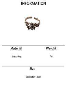 1pc Vintage Bohemian Style Petite Rose Flower Cutout Sunflower Open Ring Adjustable Size Valentines,Mom,Mother,Mother's Day,Gift - Antique Silver - View 17