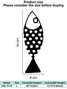1 pieza (20-60cm), Decoración de pared de pez de metal estilizado, con diseños de peces de patrones negros detallados, en un estilo minimalista artístico, ideal para amantes de la decoración del hogar moderna, tema minimalista acuático - perfecto para Halloween/Navidad/Día del Niño, fiestas en el hogar/proyectos DIY/inauguraciones de casa, cocina/sala de estar/dormitorio/balcón, primavera/verano, colgante decorativo - Multicolor - Ver 35