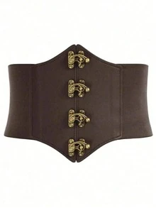 1 pièce Ceinture cintrée  de grande taille de couleur foncée pour femmes, ceinture corset  avec boucle métallique punk, convient pour les festivals de musique, Halloween, les soirées rave