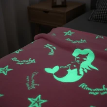 40英寸 x 60英寸儿童卡通美人鱼夜光毯，幼儿毯，真空压缩包装，男童毯，美人鱼主题礼物，足球主题礼物，柔软羊毛毯，生日礼物 - 彩色 - 查看 5