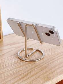 1pc Metal Phone Stand, Universal IPad Desktop Holder, Stable Desktop Support, Portable Minimalist Design, Suitable For Smartphones And Tablets, Hands-Free Viewing For Office, Kitchen, Study And More, Suitable For Home Office Users, Students, Professionals - Multicolor - View 2