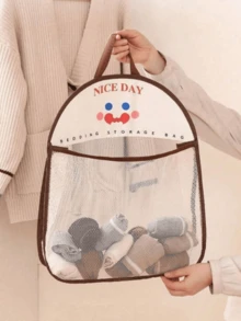 1/2pcs Hanging Mesh Laundry Bag, Breathable Washable Polyester Material, Can Store Underwear & Socks, Wall-Mounted Storage Basket, Suitable For Bathroom, Bedroom, Dorm, Space-Saving - Multicolor - View 4