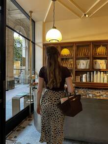 QIANZHIDU 豹纹半身裙，适合派对、办公室、短裙、音乐节、休闲户外、街头时尚、秋季、学校、情人节、约会、优雅复古、商务休闲、教师装、新年派对裙、感恩节等场合。 - 卡其色 - 查看 8