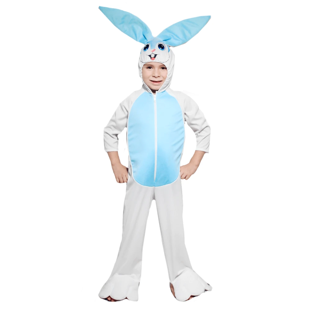 LA CASA ENCANTADA Disfraz De Primavera Conejo Blanco Con Azul Mameluco Unisex Niño - Celeste - Ver 1
