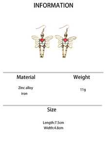1 对哥特式复古夸张心形骷髅骨天使翼个性万圣节耳环，适合女士情人节、妈妈、母亲节、礼物