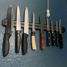 1pc Powerful Magnetic Kitchen Knife Wall-Mounted Storage Rack, Metal Knife Magnet Knife Rack Kitchen Tool,Maintenance Tool Storage, Stationery Storage, Kitchenware Storage, Suitable For Storing Various Iron Items, Gifts For Men, Birthday Gifts, Valentine's Day Gifts - Black - View 4