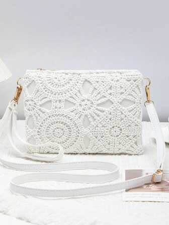 2025 Autumn New Hollow Flower Clutch Bag For Women, Casual PU Small Square Bag, Lightweight Luxury Daily Outfit
