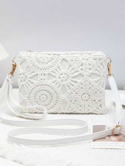 2026 New Hollow Flower Clutch Bag, Women's Casual PU Small Square Bag, Lightweight Luxury Daily Matching