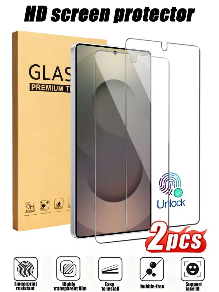Bộ 2 miếng dán màn hình cường lực 9H phủ toàn màn hình, phù hợp với Galaxy S26 Ultra S25+ S25 S24 Ultra S24+ S24FE S24 S23+ S23 S22+ S22 S21+ S21, siêu trong suốt, chống trầy xước, chống bám vân tay, chống sốc và chống rơi vỡ. - Trong sáng - Xem 36