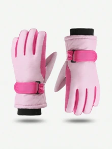 1 双儿童撞色加厚保暖露指手套，适合冬季滑雪、骑自行车等户外活动 - 撞色 - 查看 21