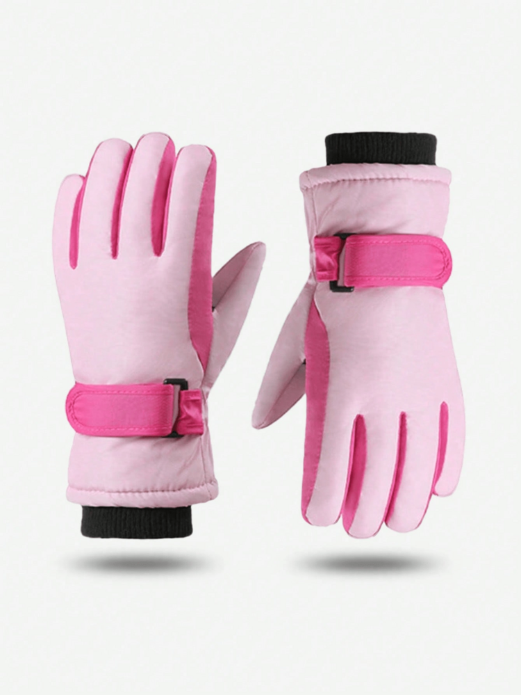 1 双儿童撞色加厚保暖露指手套，适合冬季滑雪、骑自行车等户外活动 - 撞色 - 查看 21