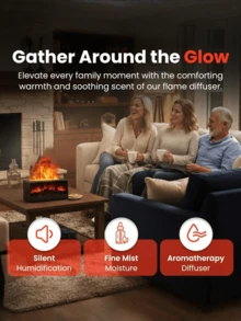1个150毫升创意壁炉香薰机，超声波火焰加湿器，带7色LED灯和遥控器，篝火精油香薰机，男女皆宜的理想礼物，情人节佳品，冬季必备（USB供电） - 彩色 - 查看 8