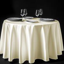 1 chiếc khăn trải bàn tròn màu trắng bóng, đường kính 228cm, thích hợp cho đám cưới và tiệc tùng - đa năng dùng để trang trí bàn ăn, lễ hội, khách sạn hoặc làm phông nền. - sữa - Xem 5