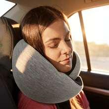U型记忆棉颈枕，温暖舒适，颈部支撑，不含收纳袋，灰色U型枕，32*26厘米。适合学生、成人、飞机、办公室、汽车等场所使用，可作为毕业礼物、单身派对礼物、伴娘礼物、父亲节礼物、万圣节装饰品、万圣节礼物、伴娘邀请礼物、婚礼宾客回礼。 - 灰色花朵 - 查看 8