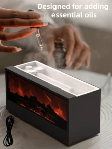 1个150毫升创意壁炉香薰机，超声波火焰加湿器，带7色LED灯和遥控器，篝火精油香薰机，男女皆宜的理想礼物，情人节佳品，冬季必备（USB供电） - 彩色 - 查看 6