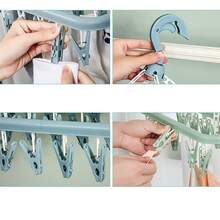 1pc Multi-Function Foldable Detachable Drying Rack, Clothesline With Clips For Socks, Underwear, Suitable For Bedroom, Bathroom, Balcony, Wardrobe, Essential For Back To School - Grey - View 5