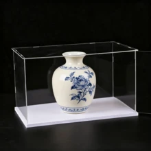 1pc Transparent Acrylic Display Case - Dust-Proof Storage Box, Suitable For Figurines, Models, Dolls - Art Collection Display Shelf - White - View 2