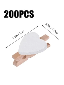 10/20/40/50/80/100/150/200/300/400个白色心形夹子，白色迷你木质心形衣夹，带心形图案的木质衣夹，木质弹簧照片纸夹，家居婚礼情人节装饰夹，床品晾干夹，心形木质衣夹照片纸迷你夹子 - 白色 - 查看 10