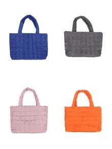 Random Color Super Lightweight Large Capacity Quilted Tote Bag - Pink - View 5