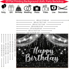 1pc Black & Silver Happy Birthday Banner, Made Of Polyester, Birthday Photography Backdrop, Silver Glitter Birthday Party Decorative Banner, Photography Studio Props, Photography Background Foot Decor Props, Party Photography Backdrop, Indoor & Outdoor Decor