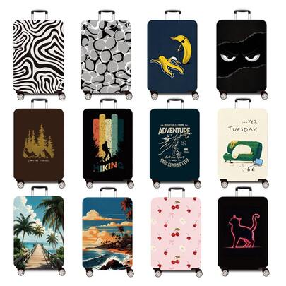1PC 300G/Sq. Meter Travel Series Printed Pattern, Perfect For Business Trips, Summer Vacations, And Back-To-School Travel. This Durable, Scratch-Resistant Polyester Protective Cover Is Suitable For Both Men's And Women's Luggage, Providing Dust Protection And Easy Cleaning. It's A Must-Have Travel Accessory For Outdoor Vacations (Suitable For 20-28 Inch Suitcases).