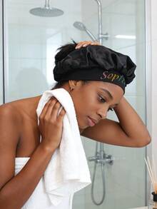 LICVIC 个性化浴帽，定制姓名睡帽，定制缎面睡帽，女士睡帽，可定制发帽，卷发睡帽，缎面发带，美容帽，情人节礼物，生日礼物，时尚，舒适，浴室，卧室，精致，男士，女士，母亲节礼物 - 彩色 - 查看 6